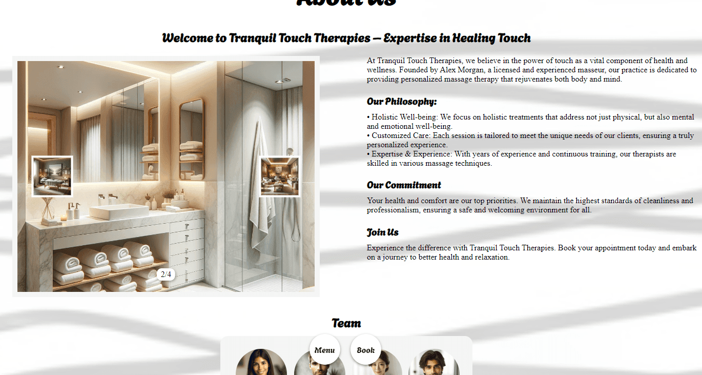 Tranquil Touch Therapies (website using AI)