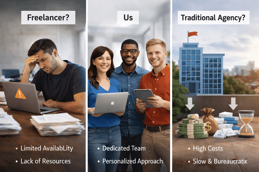 Imagen de portada de No somos un freelancer ni una agencia tradicional (y por que eso importa)